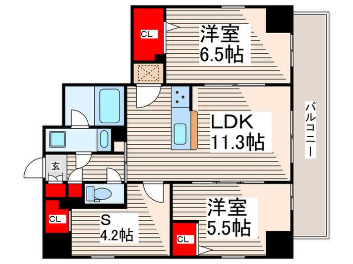 ALIVIS西葛西NORTE(2SLDK/6階)の間取り写真