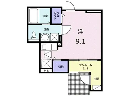 メゾンメルヴェーユI(ワンルーム/1階)の間取り写真