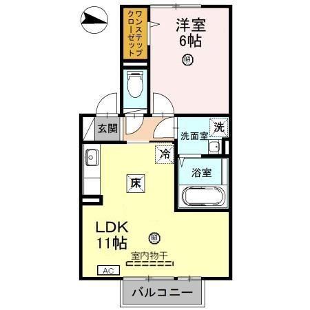 ルーシッド新保(1LDK/1階)の間取り写真