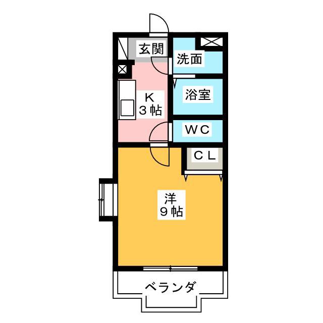 カウベルI(1K/3階)の間取り写真