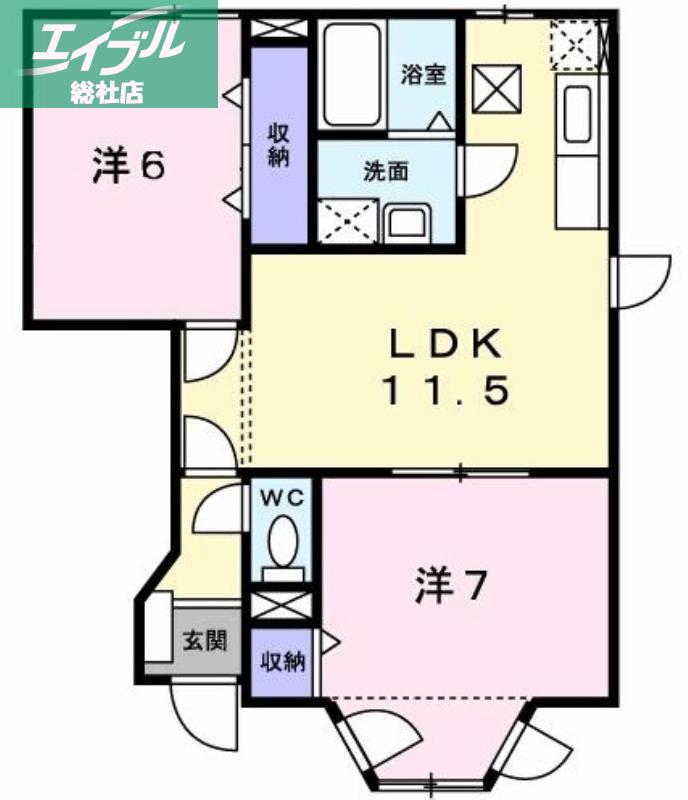 ミーテ通生(2LDK/1階)の間取り写真