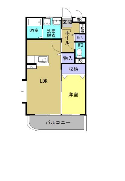 ユーミー総社駅南(1LDK/3階)の間取り写真