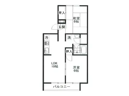 ヴィラ新宅(2LDK/1階)の間取り写真