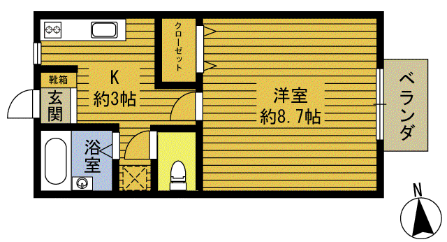 エスポワール安岐II(1K/1階)の間取り写真