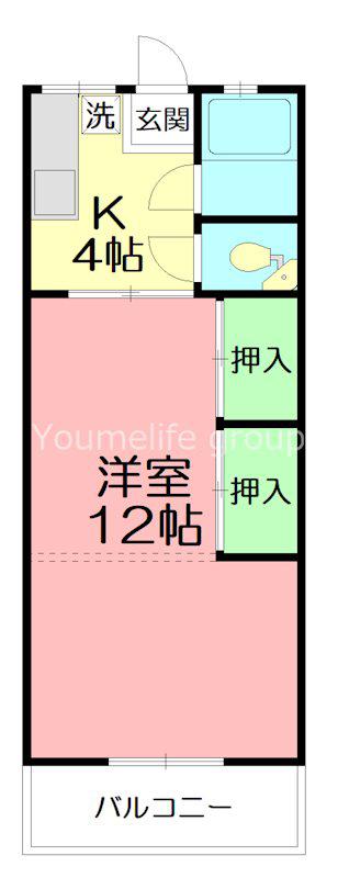 正栄荘(1K/3階)の間取り写真
