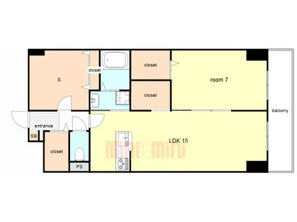 GROOVE上甲子園レジデンス(1SLDK/4階)の間取り写真