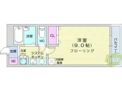 ウェルステージ木町通(1K/5階)の間取り写真