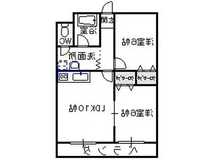 正気屋ハイツC棟(2LDK/3階)の間取り写真