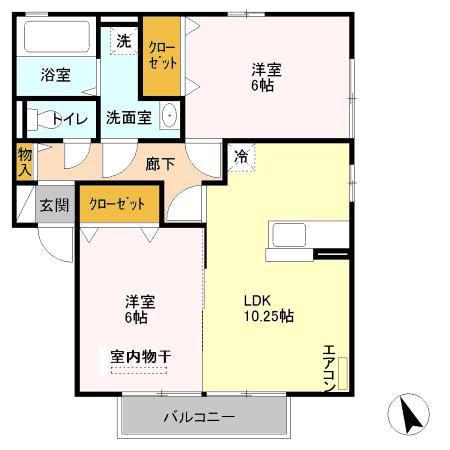 エトワール(2LDK/2階)の間取り写真
