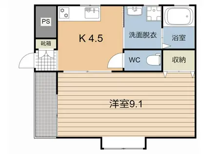 ラフィーネうすき(1K/2階)の間取り写真