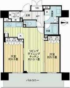 ブランズタワー御堂筋本町(2LDK/27階)の間取り写真