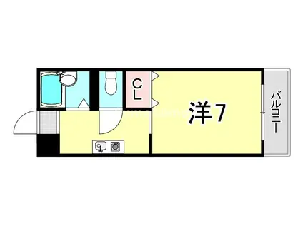 ヘスティア御影D棟(1K/2階)の間取り写真