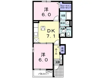 ヴァーサリーノ(2DK/1階)の間取り写真