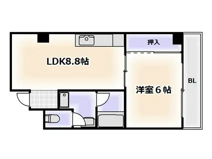 上田マンション(1LDK/5階)の間取り写真