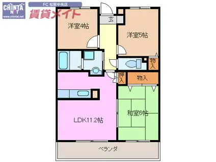 センチュリーハイランド イースト(3LDK/3階)の間取り写真