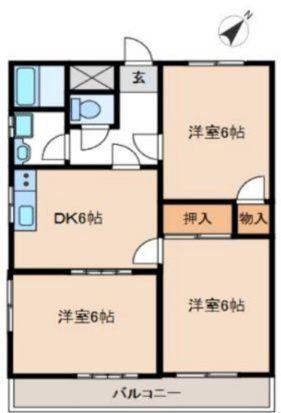 ランドフォレスト新狭山(2LDK/1階)の間取り写真