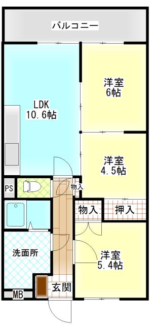 ネクスト倉田 西館(3LDK/2階)の間取り写真