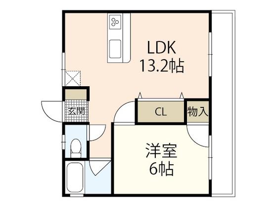 江島マンション(1LDK/3階)の間取り写真