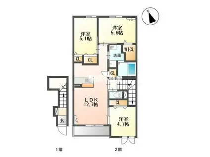 ルーラル石原II(3LDK/2階)の間取り写真