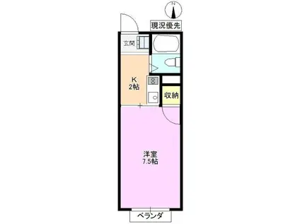 サニーハイツ高田(1K/2階)の間取り写真