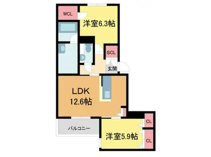 FAMILIAR OGO(2LDK/3階)の間取り写真