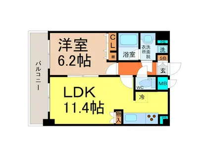 プレサンス久屋大通公園サウス(1LDK/10階)の間取り写真