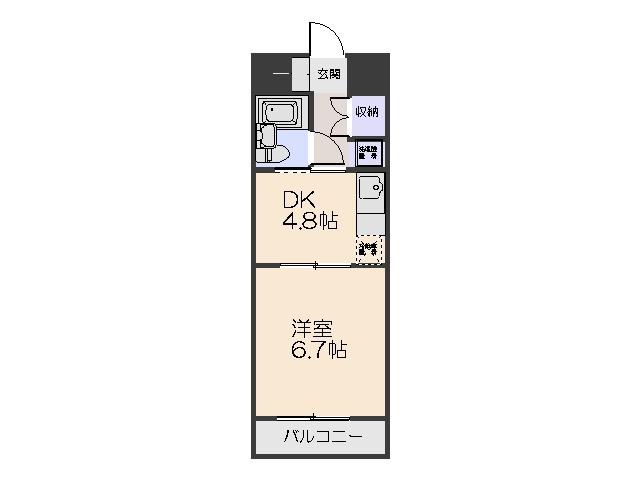 グリーンメゾン1号棟(1DK/2階)の間取り写真