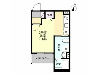 ベイルーム南林間(ワンルーム/2階)の間取り写真