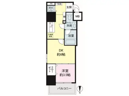 イグレック南本町(2K/6階)の間取り写真