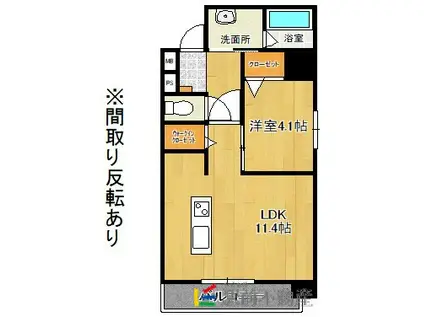 PLUMERIA駅南(1LDK/3階)の間取り写真