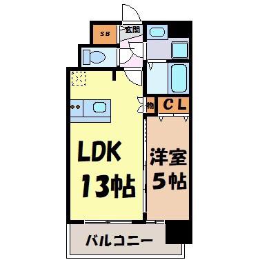 プレサンス栄フレイヤ(1LDK/12階)の間取り写真