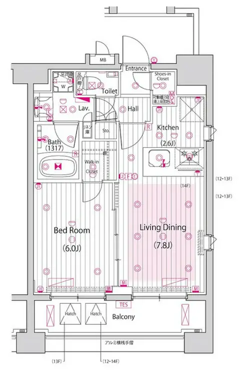 ガーラ・グランディ品川 12階階 間取り