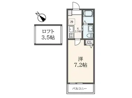 ラ・シャンス旭町(1K/1階)の間取り写真