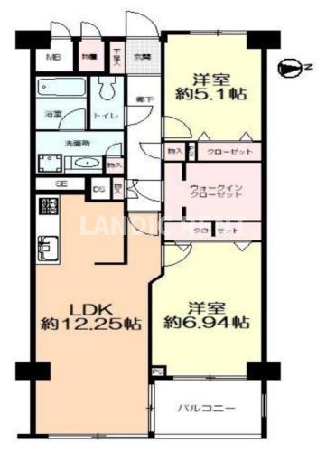 ホワイティ薬院(2LDK/10階)の間取り写真