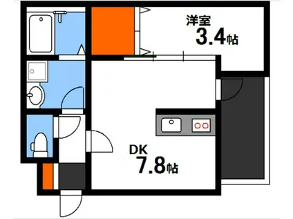 ESPERANZA江波(1DK/1階)の間取り写真