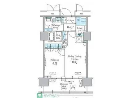 HARUMI FLAG PORT VILLAGE C棟(1LDK/15階)の間取り写真