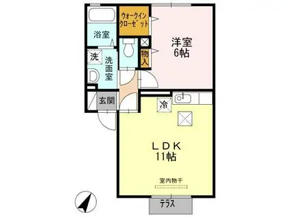 グッドラック高平(1LDK/1階)の間取り写真