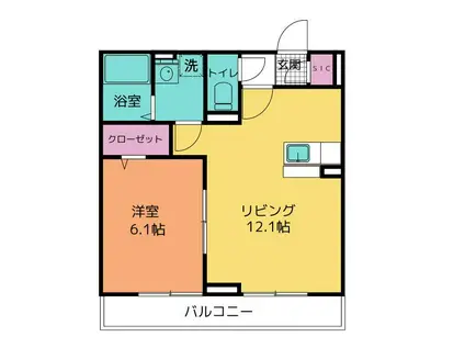 D PAINA 鴨居町(1LDK/1階)の間取り写真