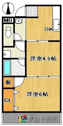 セントラルシティC(2K/2階)の間取り写真