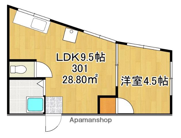 オレンジモード(1LDK/3階)の間取り写真