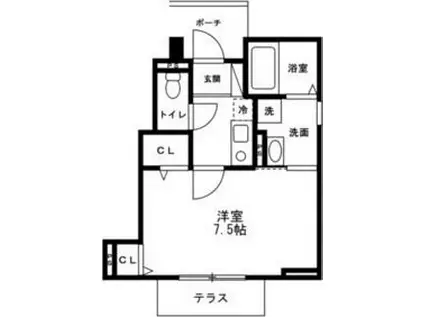 メゾン・ド・ソレイユ(1K/1階)の間取り写真