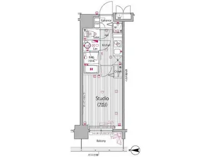 ガーラ・アヴェニュー練馬(1K/2階)の間取り写真