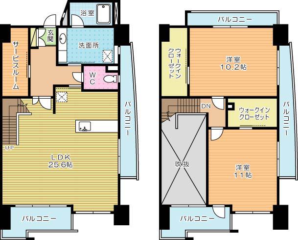 GRAN ESPACIO ASANO(2SLDK/14階)の間取り写真