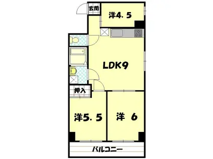 東亜物産ビル(3LDK/5階)の間取り写真