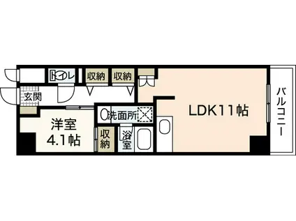 ラ・テール袋町公園(1LDK/9階)の間取り写真