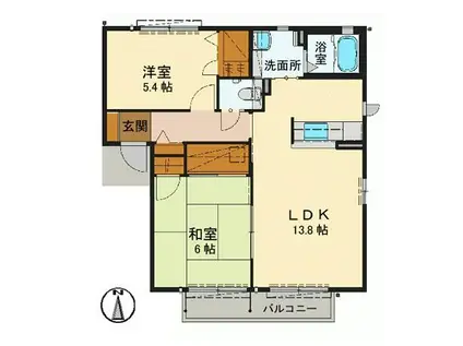 グランマスト安佐南A棟(2LDK/1階)の間取り写真