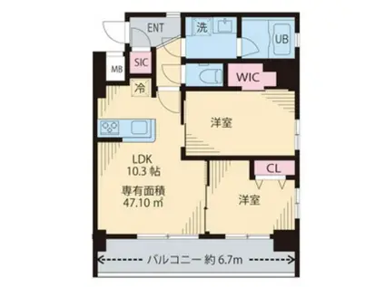 MIA CASA I(2LDK/2階)の間取り写真