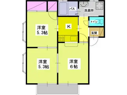 八木ヒルズI(3K/2階)の間取り写真