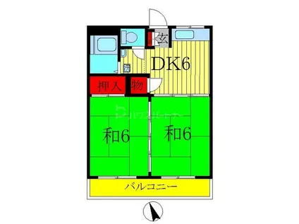 コーポラス・サバービア(2DK/1階)の間取り写真