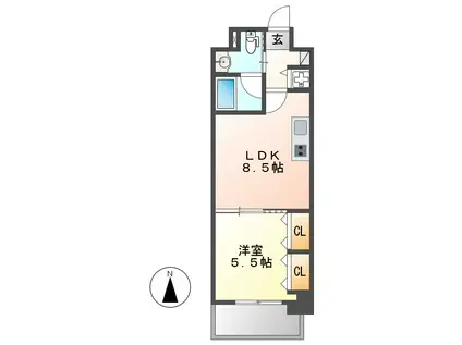 プラウランド堀田(1DK/2階)の間取り写真